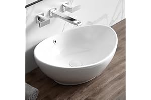 Bathroom Vessel Sink, Eridanus 23" x 15" White Vessel Sink Oval Bathroom Sink Porcelain Ceramic Vessel Sinks for Bathroom Egg Shape Vanity Sink Above Counter Art Basin Overflow