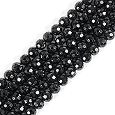 6mm Black Spinel Faceted Gemstone Round Loose Beads Strand 15.5-16" DIY Jewelry Making