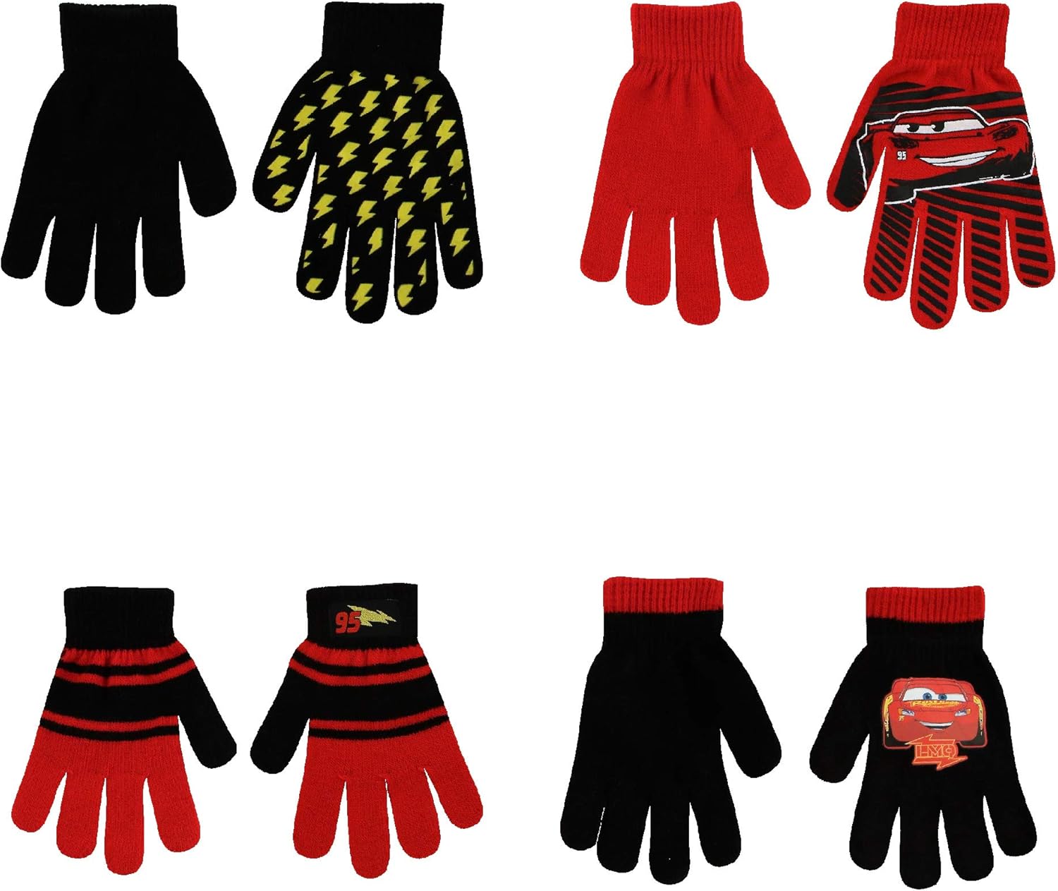 Disney Boys 4 Pack Mitten or Glove Set: Mickey Mouse, Cars Lighting McQueen (Age 2-7): Clothing