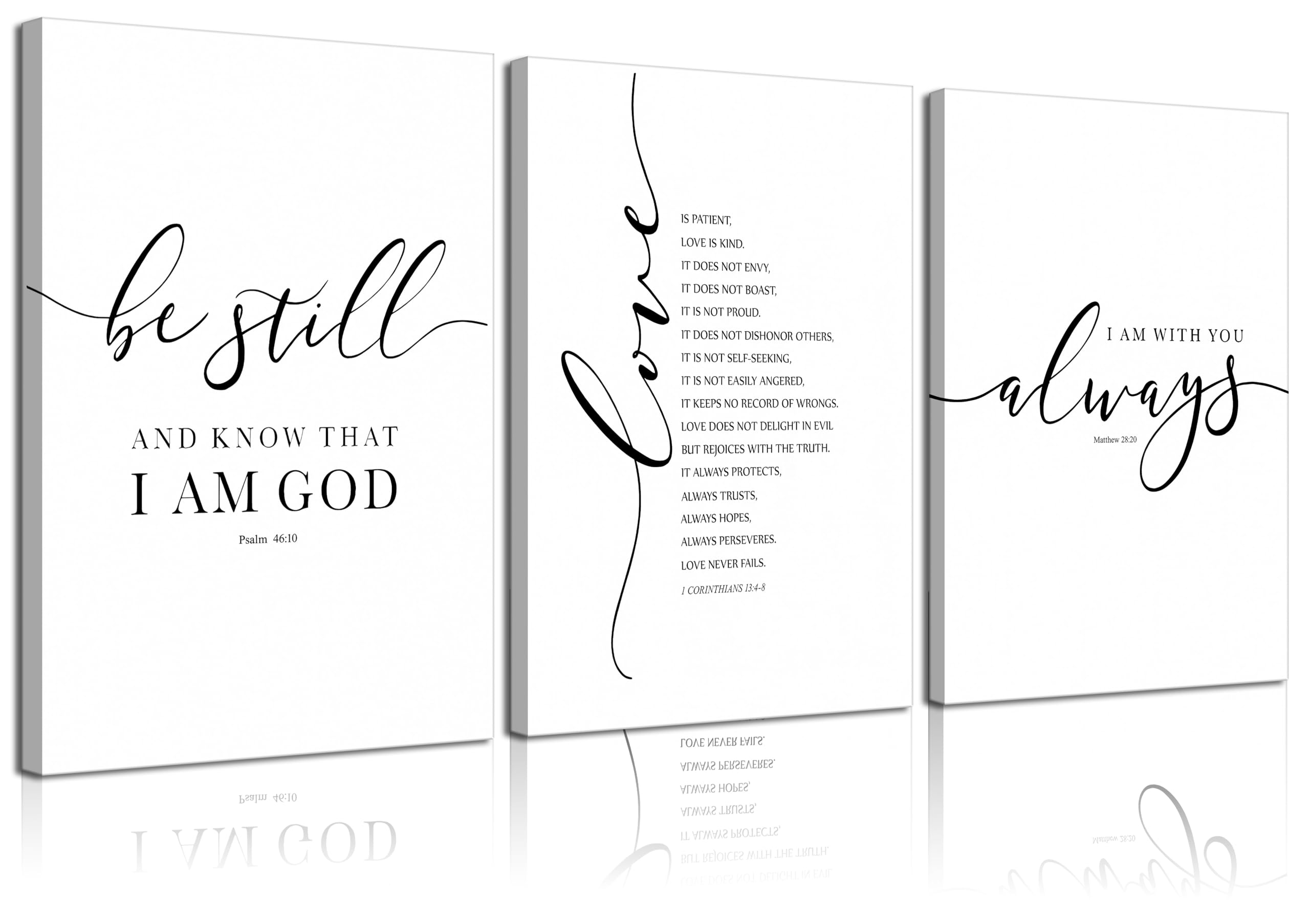 3Pcs Framed Bible Verse Canvas Wall Art Christian Scripture Posters ...