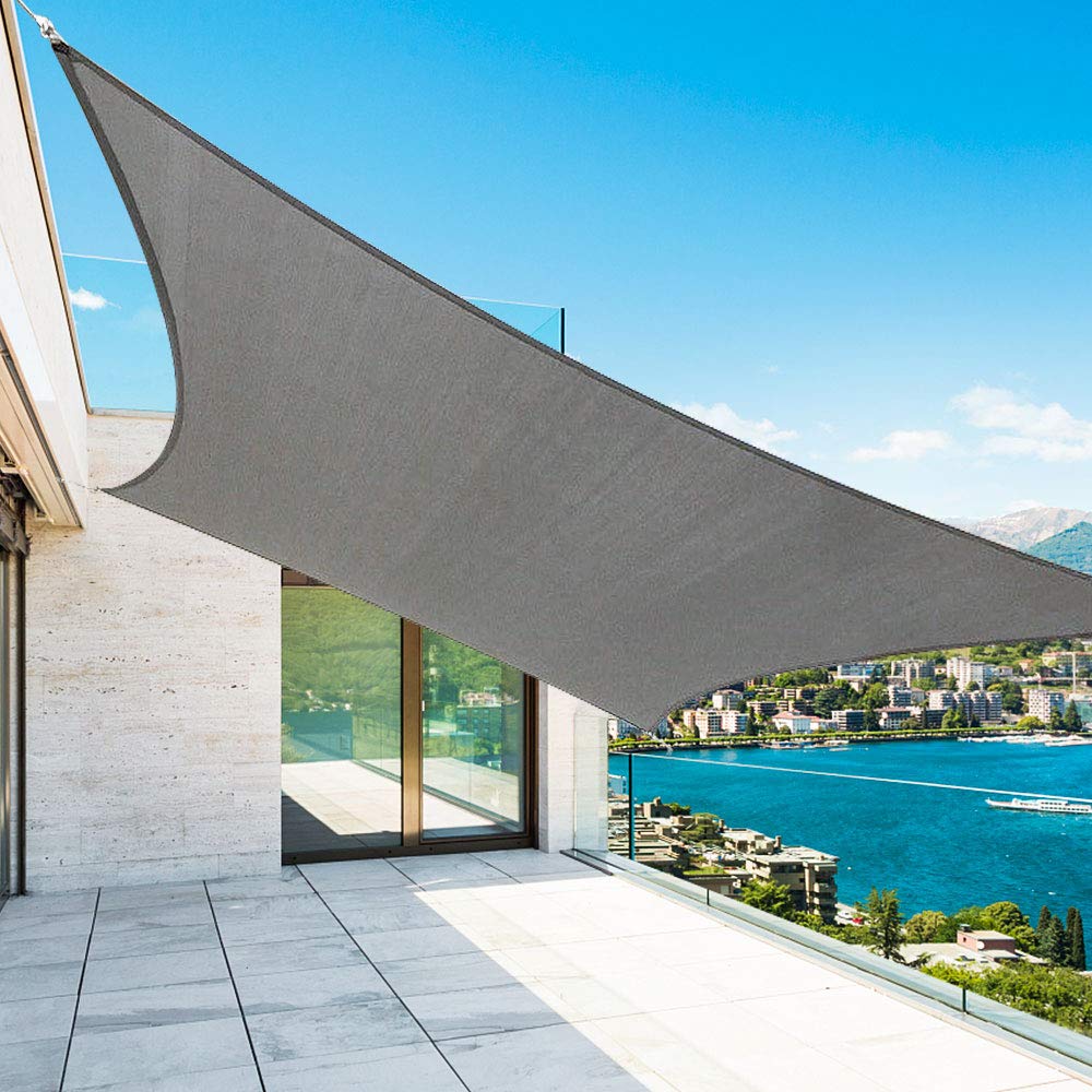 Shade&Beyond 12'x20' Sun Shade Sails Curved Canopy Rectangular Dark Grey 185GSM Shade Sail Permeable for Patio Deck Yard Backyard, (We Make Custom Size) Image