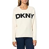 DKNY Womens Long Sleeve Crew Neck Logo Sweater