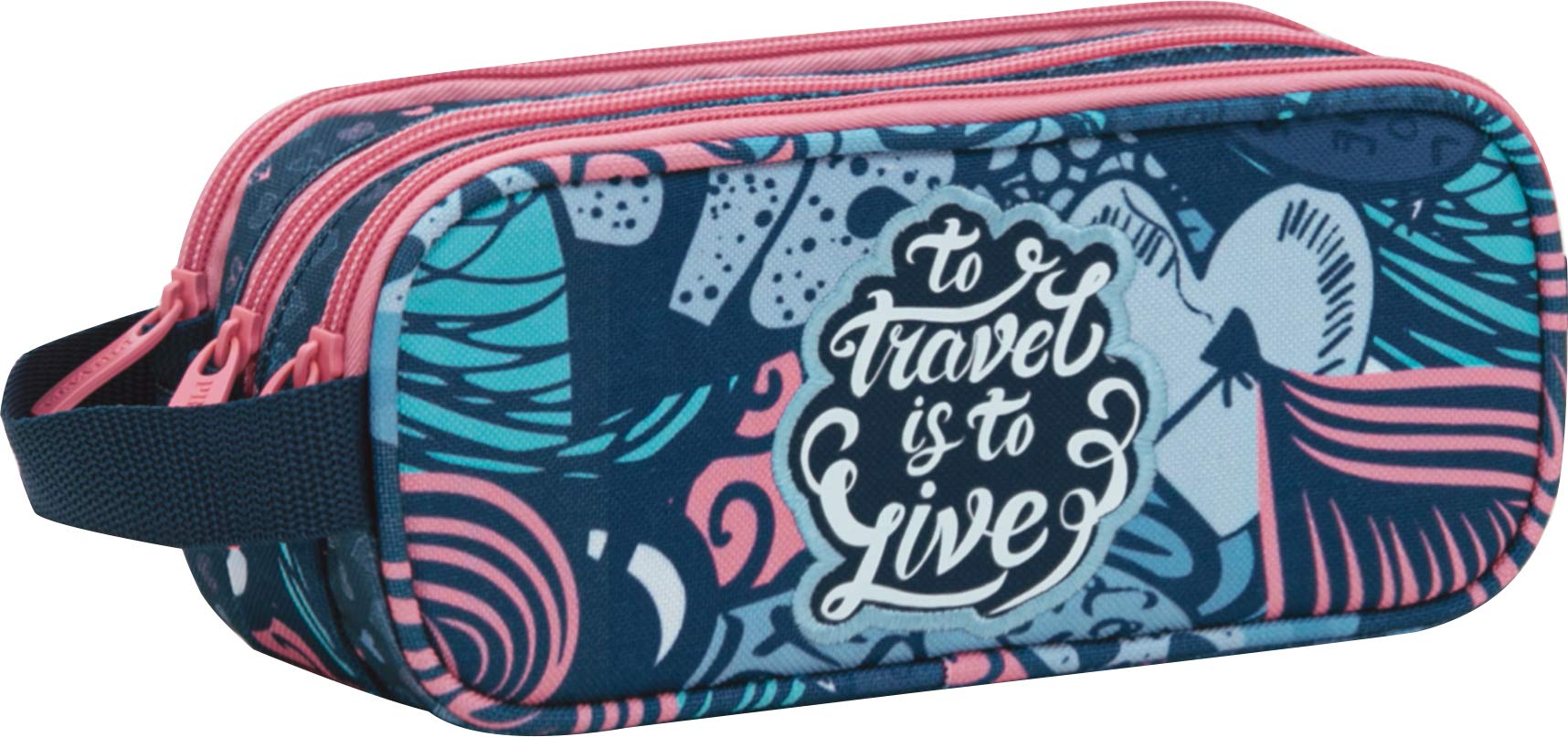 Privata Live School Case | Three Zippers School Case, Triple School Case with Independent Large Capacity Compartments - Measures 22.5 x 9.5 x 8 cm