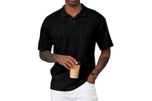 JMIERR Mens Casual Polo Shirt Short Sleeve Textured Beach Button Knit Stretchy Classic Shirts
