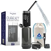 BIDET BUDDY&reg; CubeJet Portable Bidet for Travel, 380mL Bottle Obsidian Drift | Rechargeable Battery 1100mAH, IPX6 Waterproof Wand-Style Nozzle, USB-C High-Pressure Hygiene Device for Camping &amp; Home