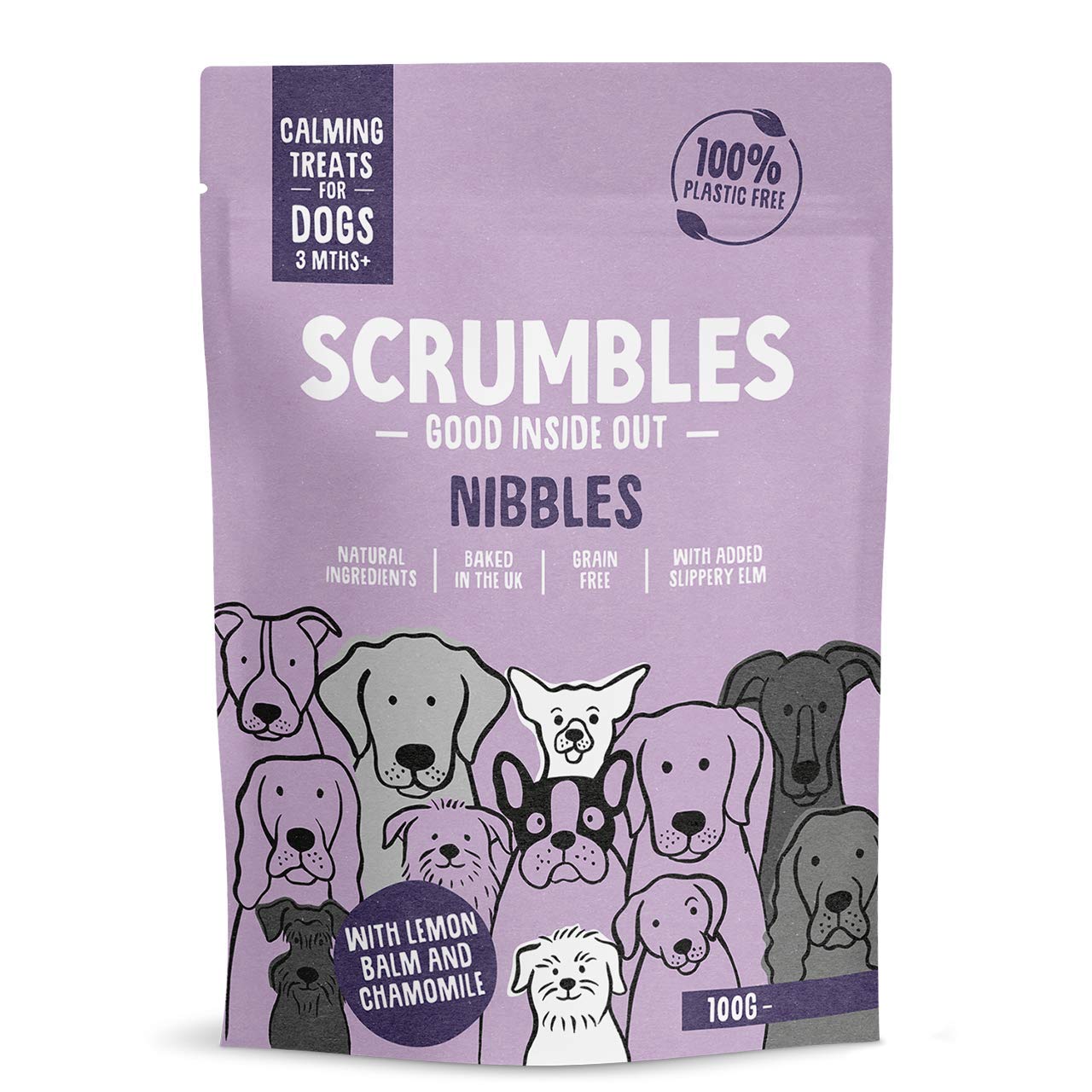 Scrumbles Nibbles, 100% Natural Calming Dog Treats, Grain Free Turkey Training Treats, Multipack of 8 x 100g