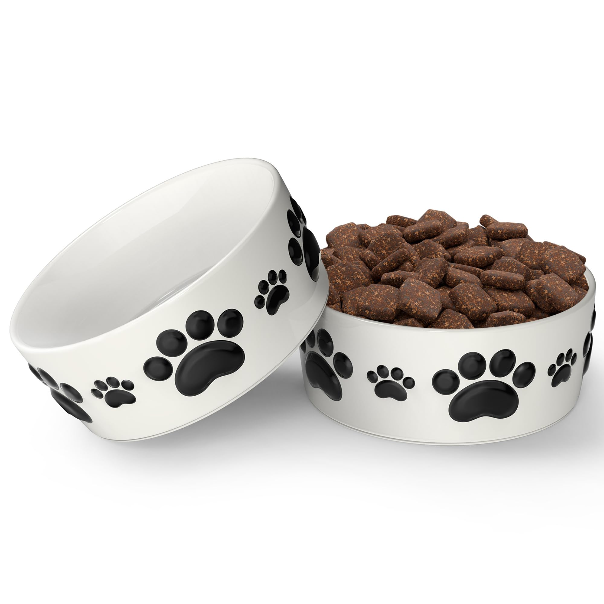 Photo 1 of Ceramic Dog Bowls for Small Size Dog - 5'' Round × 2 Tall Dog Food Bowl & Water Bowl Set of 2 - Small Dog Bowls with Anti-Slip Rings - 2 Cups Food and Water Bowls for Dogs and Cats