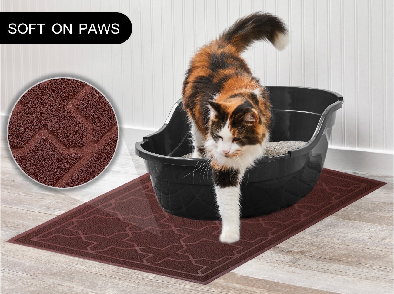 Cat Litter Mat Dog Bowl Mat for Litter Box Waterproof PVC Material for Scatter Control Non-Slip Absorbent Pet Food Mat for Cats or Dogs