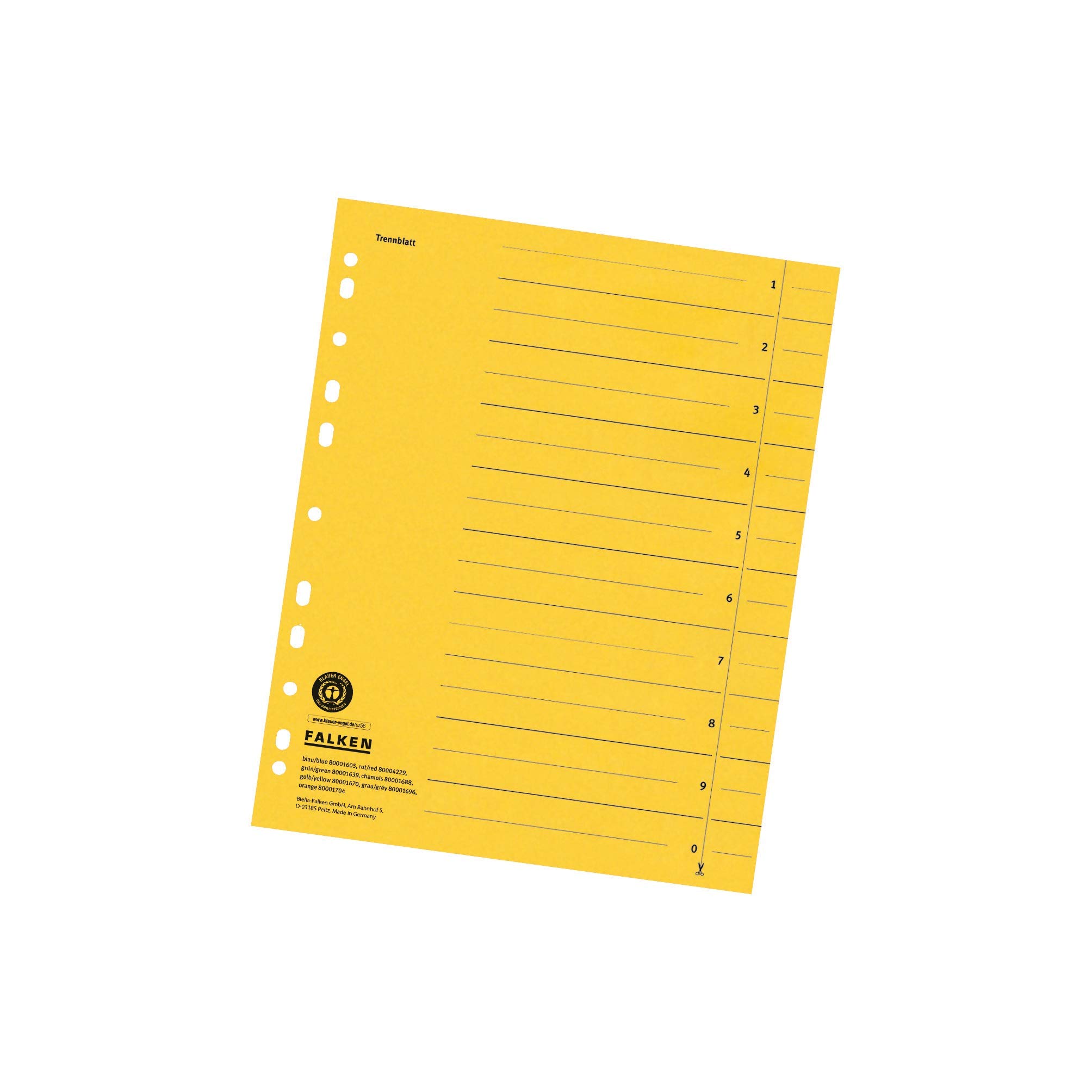 Original Falken 100 pack of dividers. Made in Germany. Made of recycled cardboard for DIN A4 yellow dividers dividers folders index calendars Blue Angel