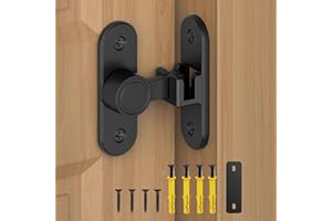 StickNGo Barn Door Locks, 90/180 Degree Right Angle Flip Gate Latch Fit for Bedroom, Garden, Cabinet - Sturdy and Secure Sliding Barn Door Lock (Black-1 Pc)