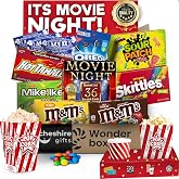 Movie Night Gift Basket - Movie Night Supplies, Candy &amp; Popcorn Gift Set | Movie Night Snack Trays, Popcorn Bags, Christmas Gift Baskets For Families - Snack Gift Basket with Scratch-off Cards
