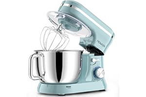 Stand Mixer Electric, 10+p Speeds With 6.5QT Stainless Steel Bowl,Dough Hook, Wire Whip & Beater,for Most Home Cooks(Blue)