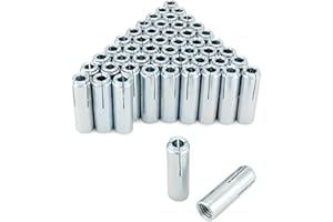 QWORK Drop-in Anchor, 50 Pcs 1/2"-13 Inner Female Thread Expansion Anchor, Zinc Plated Surface Drop in Anchors for Solid Conc
