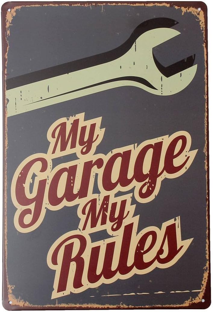 Cupcinu '' My Garage My Rules '' Vintage Metal Tin Sign - Funny Tin Art Wall Ornament -Poster Wall Decoration Bar Pub Garage Plate 20x30cm