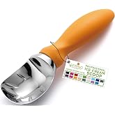 Spring Chef Heavy Duty Metal Ice Cream Scoop with Soft Grip Handle, Mango | Professional Ice Cream Scooper for Kitchen, Dishwasher Safe Ice Cream Spoon for Gelato, Sorbet, Cookie Dough, Sundae