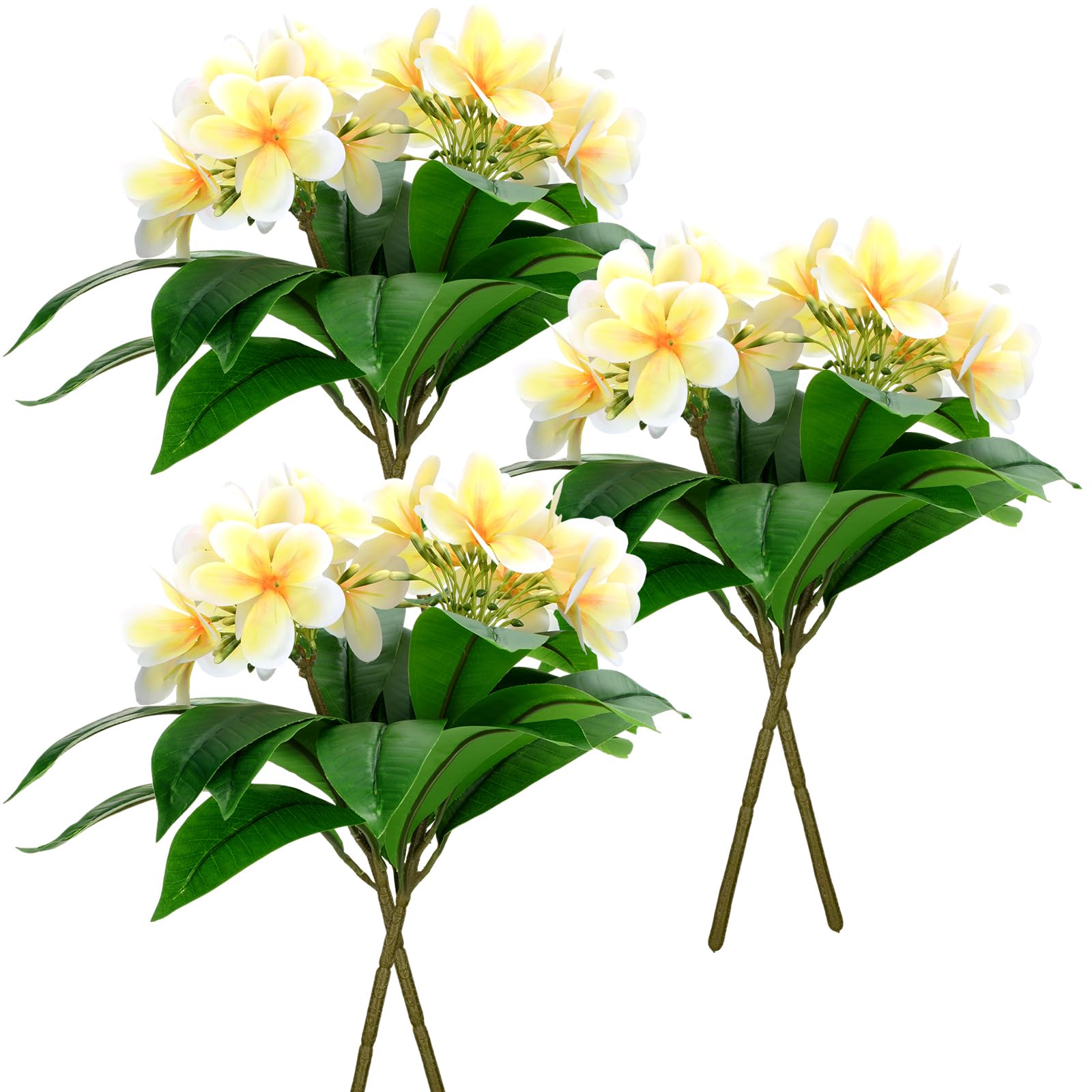 Photo 1 of Hotop 6 Pcs 17.3 inch Yellow Artificial Frangipani Flowers Artificial Plumeria Flowers Artificial Plumeria Frangipani Flower for Home Party Wedding Bouquet Home Decoration