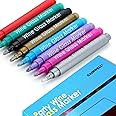 GAINWELL Wine Glass Markers – Pack of 8 Food–Safe Non-Toxic Wine Glass Marker Pens, Can also be Used on Ceramic Plates and ot