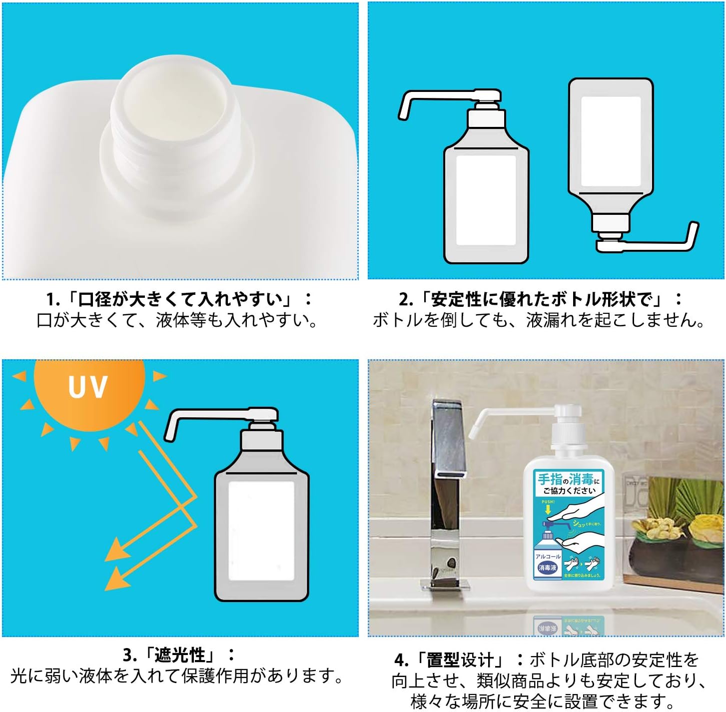 Amazon Prolife スプレーボトル アルコール対応 霧吹き 500ml Hdpe 遮光 噴霧器 置き型 手指消毒用 手圧ボトル 詰め替えボトル 16個セット デザイン1 Prolife コスメ用詰替え容器 通販