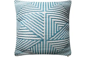 Fab Habitat Outdoor Premium Recycled Plastic Pillow - Waterproof, Fade Resistant - Modern Geometric - Patio, Porch, Deck, Balcony - Tokyo - Teal - 20" x 20"