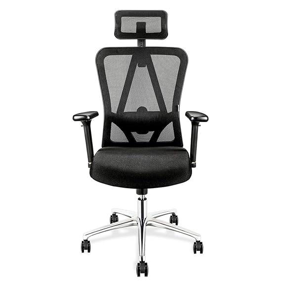 mfavour Bürostuhl, Ergonomisch Schreibtischstuhl Einstellbar Drehstuhl Computerstuhl Chefsessel, Verstellbare Kopfstütze und 
