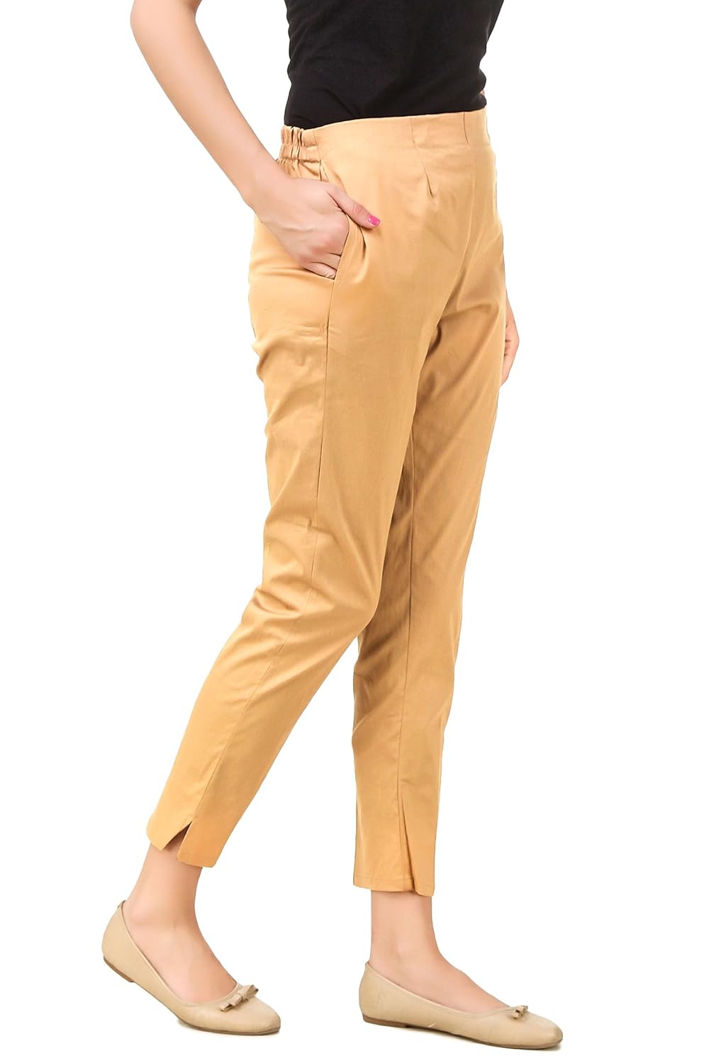 q-rious women's cotton lycra trousers/pants/chinos (pack of 2)