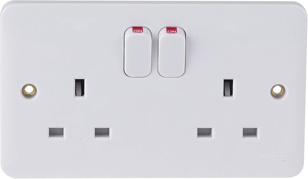 Schneider Electric Lisse 13A 2-Gang SP Switched Plug Socket White Urea