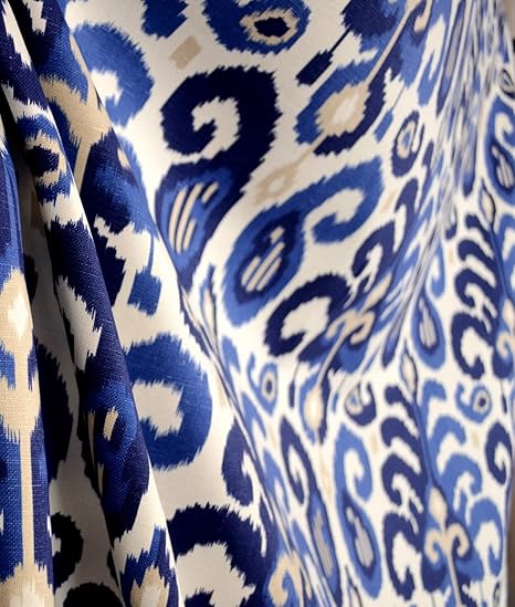 Rasul Blue 72062 5 Ikat Fabric By Duralee Amazon Co Uk Kitchen