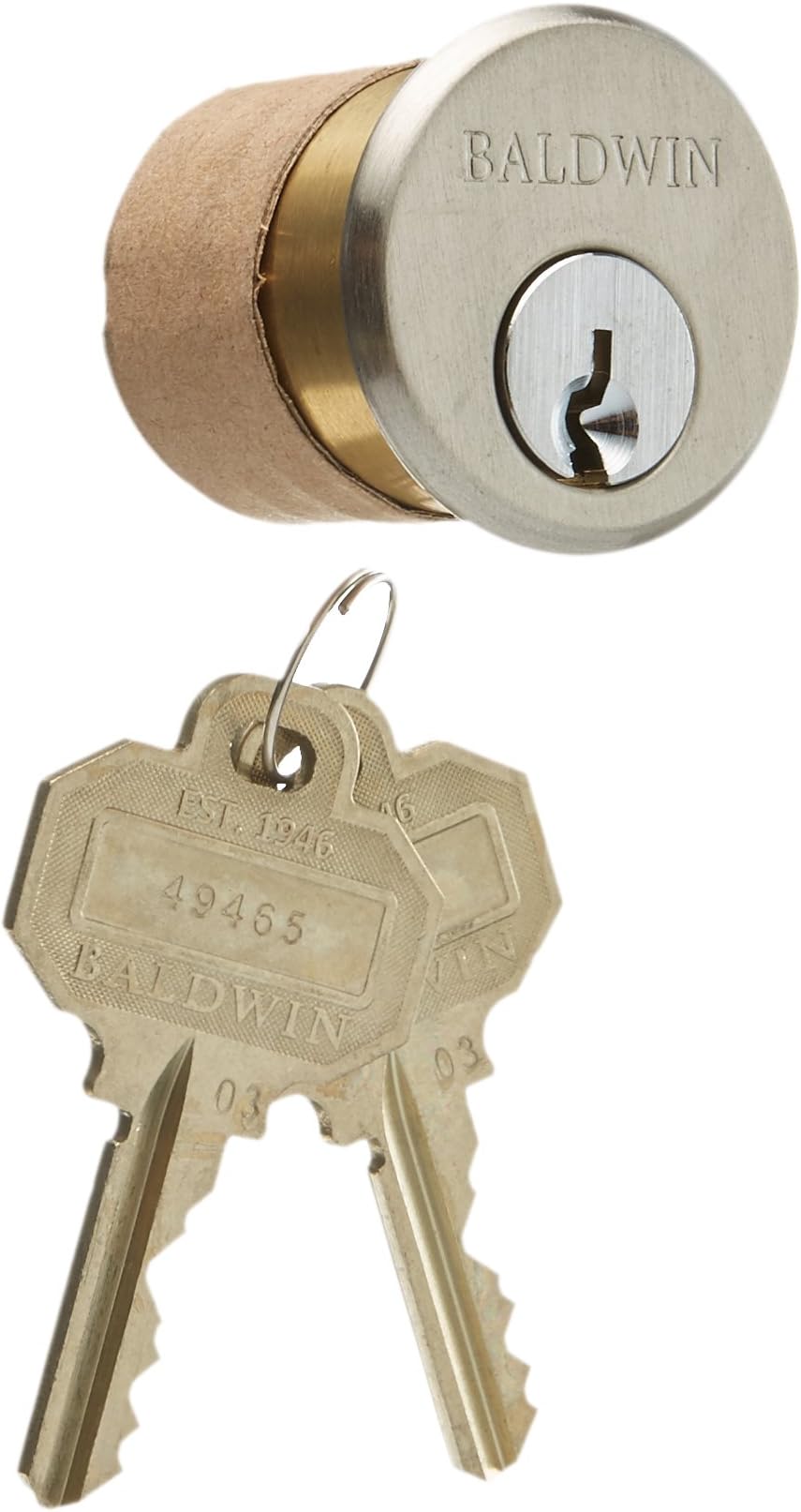 Baldwin 8325 1-1/2" Mortise Cylinder C Keyway, Satin Nickel