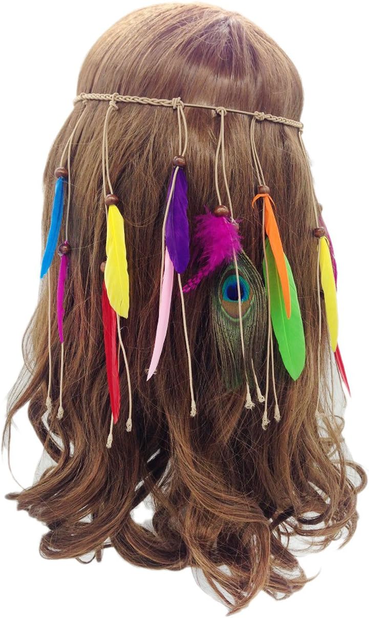 Gerilea Women Bohemia Peacock Feather Tassel Headbands Headwear Hair Accessories