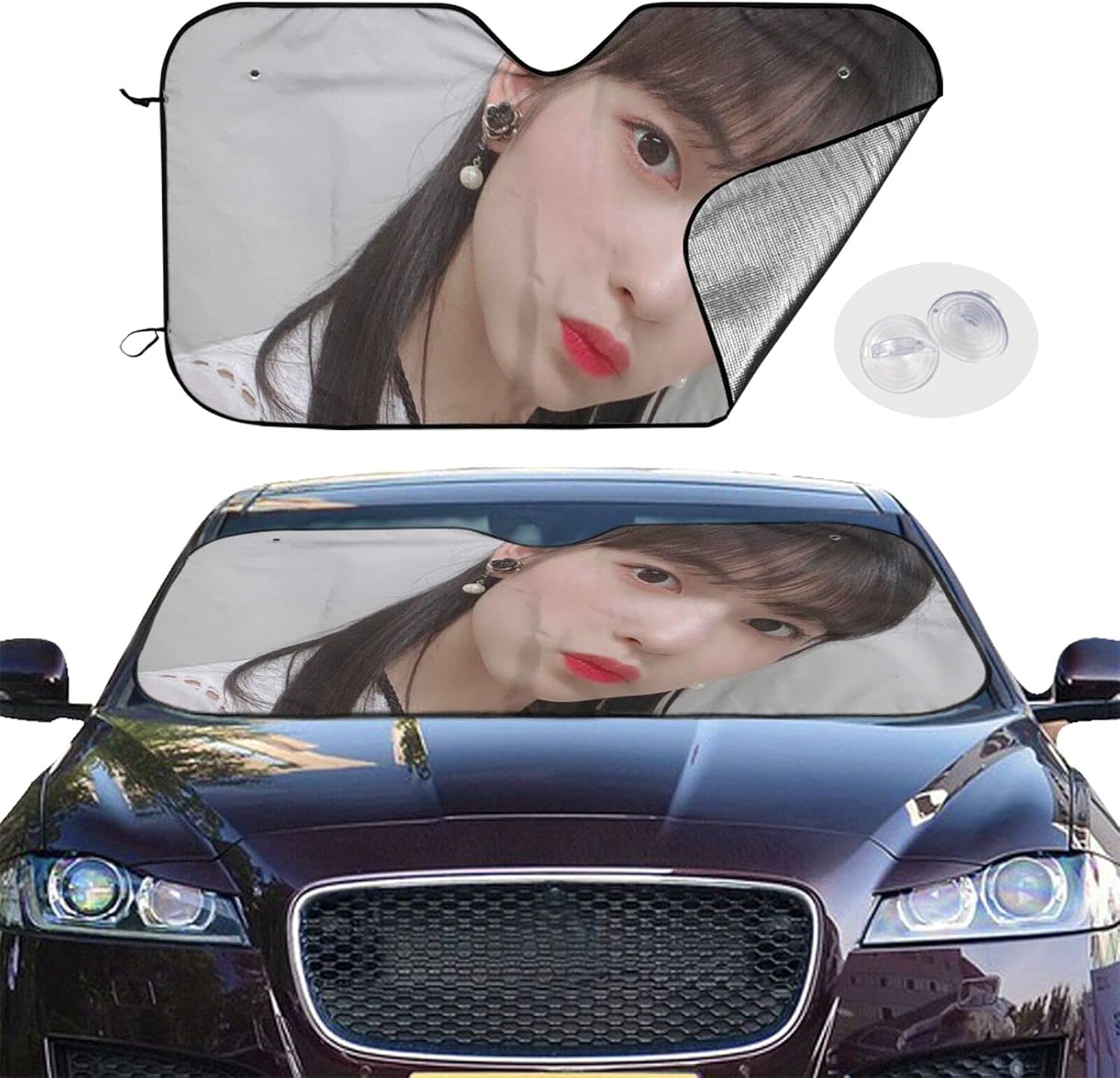 Amazon りお 北川 2 精選品 輸入 車用サンシェード 取り付けが簡単 折り畳み式 日除け 車カバー 断熱サンシェードフロント 車用車カバー 落葉対策 普通車 軽自動車 Suvに適用 四季兼用 サンシェード 車 バイク