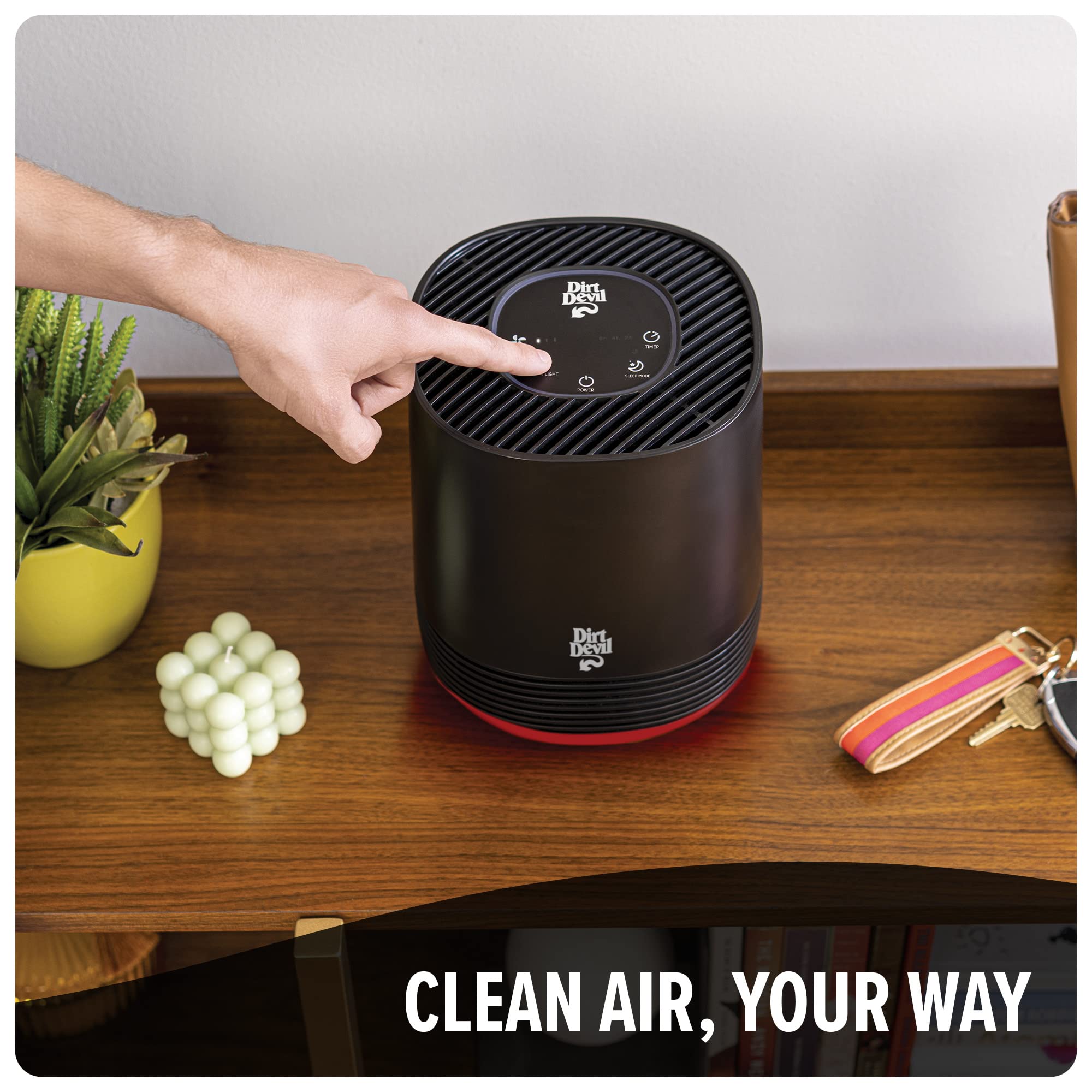 Dirt Devil Air Purifier, Powerful HEPA Filter with 360 Degree Air Intake, Neutralize Odor, Captures 99.97% of Particles, Dust, Pollen, Pet Dander and Smoke, Air Purifiers for Home