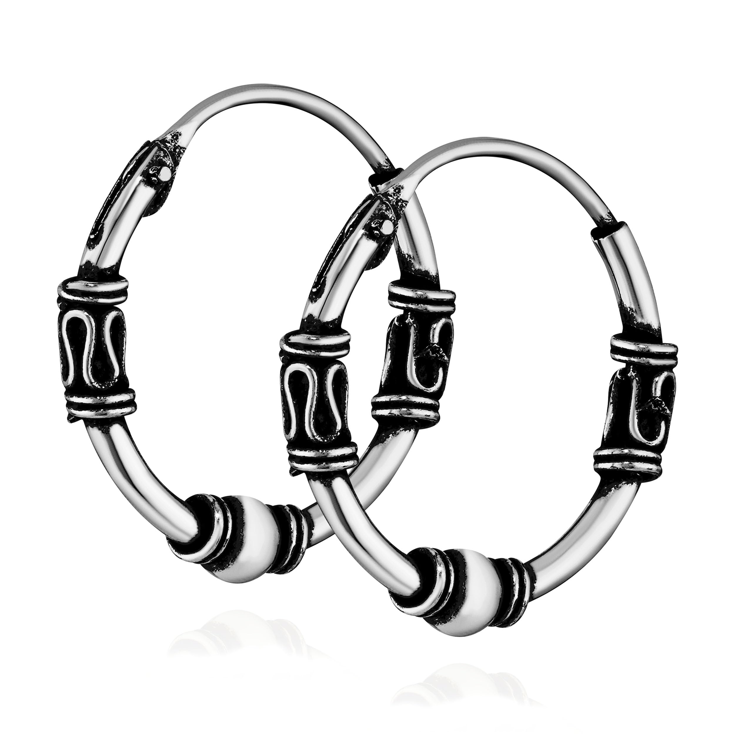 Nklaus 2x PAIR 925 STERLING SILVER Celtic Gothic Creoles 15mm 40353