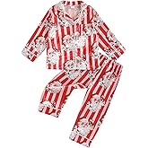 Afunbaby Toddler Baby Girl Boy Silk Satin Pajamas Set Button Down Pjs Kids Long Sleeve Shirt Pants Christmas Pjs Sleepwear