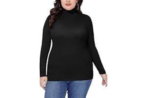 COOTRY Women’s Plus Size Turtleneck Mock Neck Tops Long Sleeve Lightweight Slim Fitted Base Layer Shirts