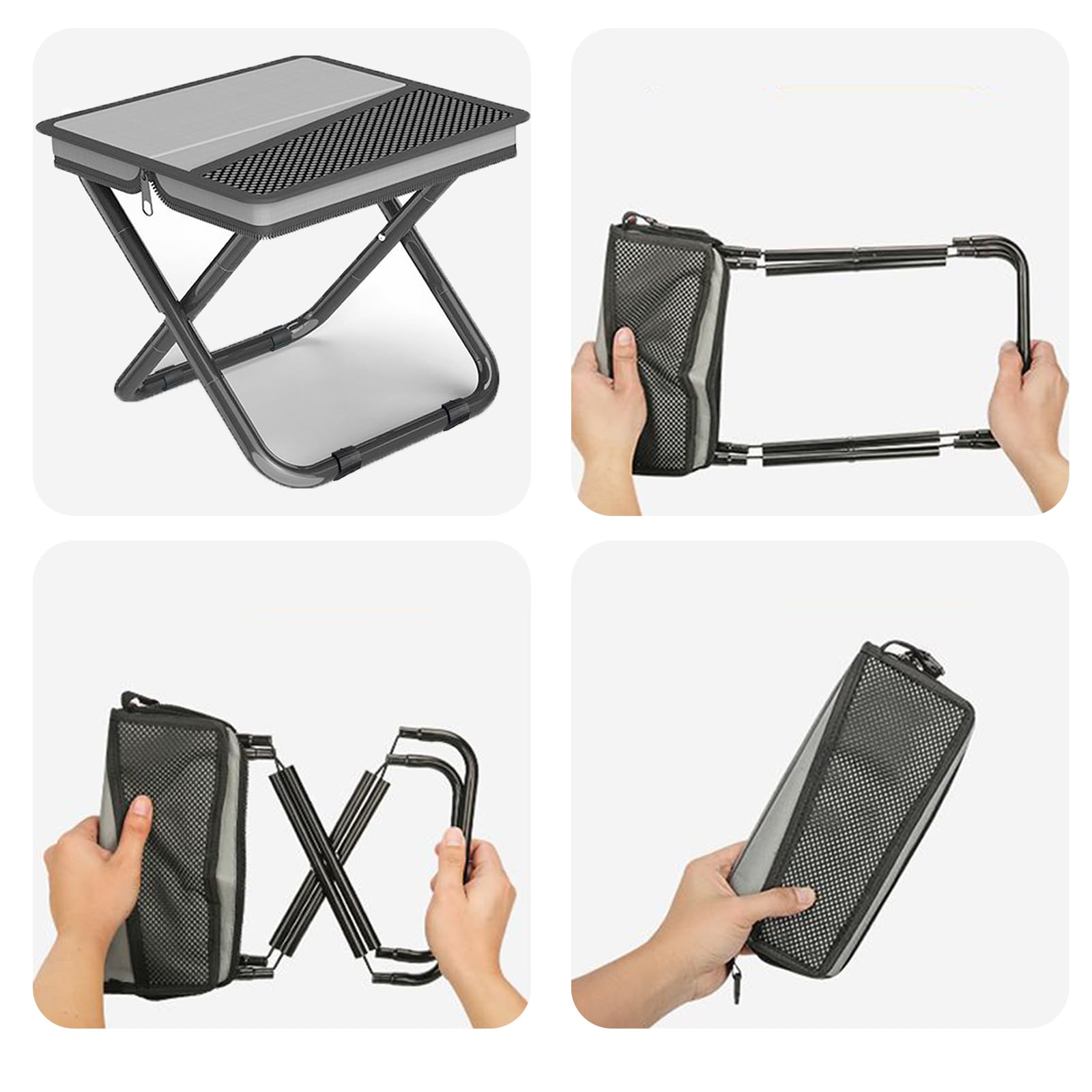 Photo 1 of ** FOR PARTS/NON-FUNCTIONAL*** Zabplox 2-in-1 Collapsible Camping Stool & Sling Bag / 220LB Load Capacity Folding Portable Fishing Stool/Collapsible Stool for Camping, Hiking, Fishing, Gardening & Beach Outdoor Activities,Grey