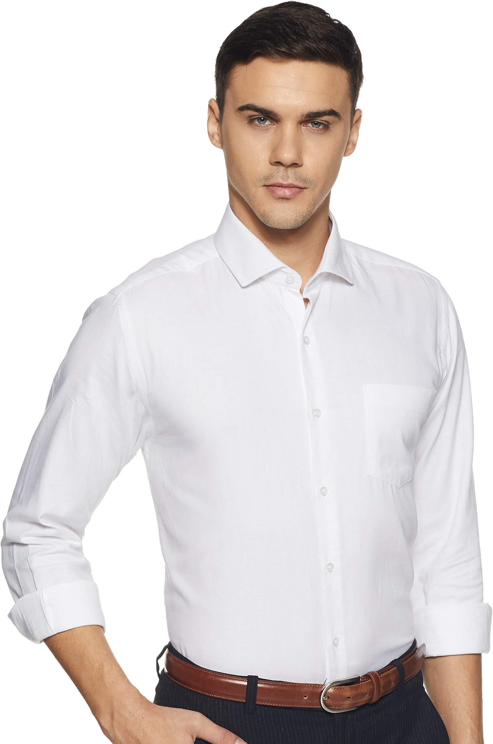 DiverseMen's Solid Slim Fit Cotton Formal Shirt