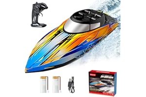 Glorryearst RC Boats for Kids Remote Control Boat with LED Light, 40+Min 2.4Gz Racing Boat 2 Battery for Pool, River, Lakes Watercraft Toys