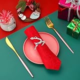 LATERN 12Pcs Silver Reindeer Napkin Rings 6cm Christmas Table Decor view 4