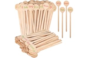 HOOLERRY 200 Pcs Wooden Coffee Stirrer 6 Inch Christmas Disposable Cocktail Drink Beverage Swizzle Sticks Round End Xmas Sticks for Milk Cocktail Tea Hot Cocoa Bar Chocolate Decoration(Joy Believe Love Peace)