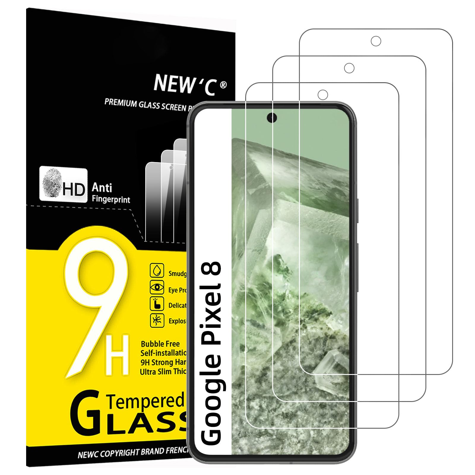 Photo 1 of NEW'C 3 Pack Designed for Google Pixel 8 Screen Protector [No for Pixel 8A/8 Pro], Tempered Glass,Case Friendly Scratch-proof, Bubble Free, Ultra Resistant