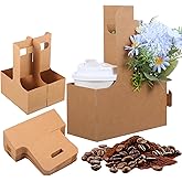 Yolev 100 Pack Drink Carrier with Handles - 2 Cups or 4 Cups Disposable Paperboard Cup Holder Carrier for Cold Hot Drinks, Takeout, Cafe 2 cup disposable drink