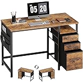 Maihail Small Desk with Drawers, 40 inch Computer Desk with Shelves, Writing Desk with Storage, Small Office Desk with Metal 