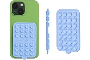 OCTOBUDDY - Silicone Double-Sided Suction Phone Case Detachable Mount - Hands-Free, Strong Grip Holder for Selfies & Videos - iPhone & Android Compatible - 2.5″ x 3.75″, Baby Blue Jay
