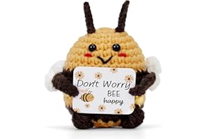 Megele Mini Positive Crochet Animals Bee, Cute Handmade Back to School Teacher Graduation Birthday Gifts for Women Men, Funny Emotional Support Crochet Honey Bumble Bee Stuff Decor