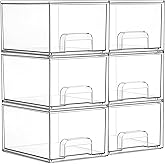 Vtopmart 6 Pack Small Clear Stackable Storage Drawers for Desk, Countertop | Bathroom Makeup Accessories Organizer, Plastic Bins For Desk, Vanity, Undersink, Medicine Cabinet ,Home Organization