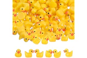 Chalyna 150 Pcs Mini Ducks Yellow Tiny Resin Ducks Bulk Mini Rubber Duckies Figures for Home Prank Game Micro Landscape Aquarium Dollhouse Ornament DIY Terrarium and Handmade School Project