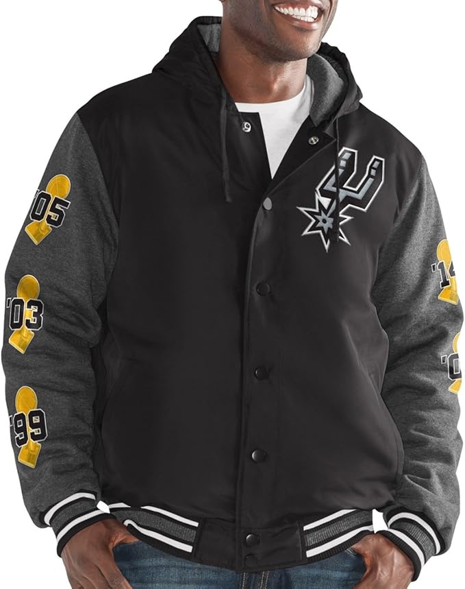 San Antonio Spurs GIII NBA "Top Brass" Men's Premium Varsity Jacket Veste Amazon.fr Sports et