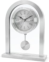 Acctim Bathgate Glass Pendulum Mantel Clock Silver view 5