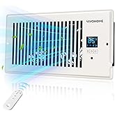 VIVOHOME 4"x10" Opening Smart Vent Register Booster Fan with Intelligent Thermostat & 10-Speed Remote Control - 11.4" x 5.5‘’ Vent Cover for Room, Floor, Wall - White
