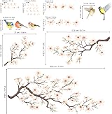 DECOWALL White Cherry Blossom Branch Wall Sticker Flower Birds Decal Bedroom view 6